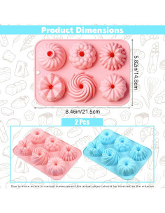 Molde de Silicona para Mini Pasteles Heyiminy 2 Piezas 21.5x14.8cm 2