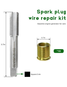 Kit de Reparación de Roscas de Bujía JNXIJ M14x1.25 11 PCS 2