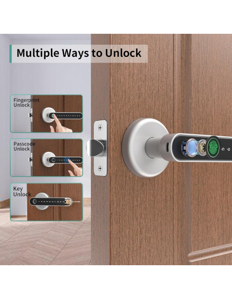 Cerradura Biométrica IRONZON con Huella Dactilar Plata