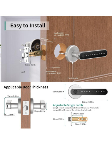 Cerradura Biométrica IRONZON con Huella Dactilar Plata