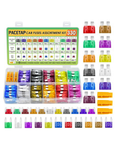 Kit de Fusibles de Coche PACETAP 330 Pcs Estándar y Mini