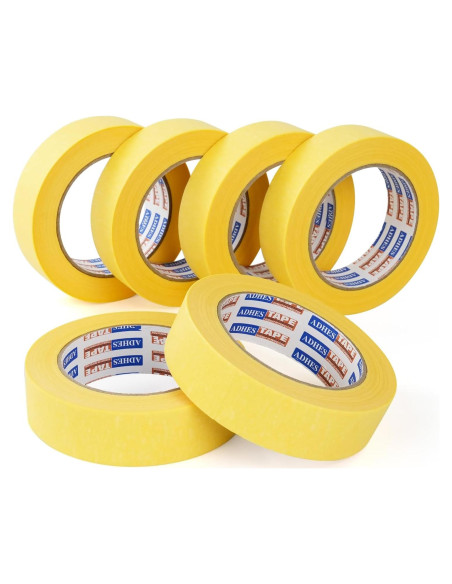 Cinta Adhesiva Amarilla para Pintores ADHES 1.2" x 50.29m - 6 Rollos
