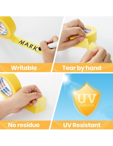 Cinta Adhesiva Amarilla para Pintores ADHES 1.2" x 50.29m - 6 Rollos