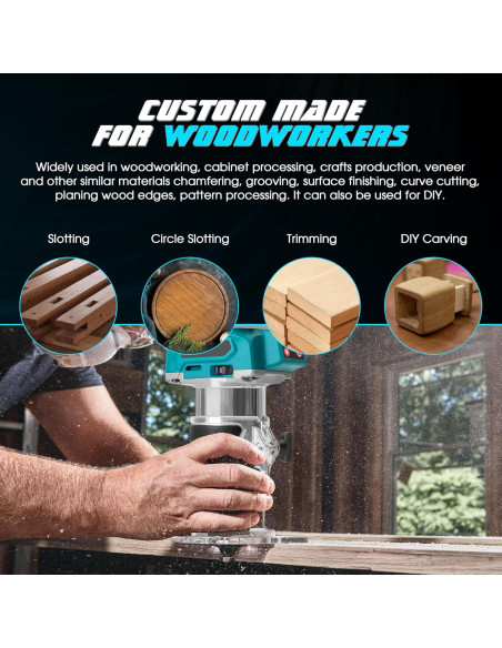 Fresadora Compacta Inalámbrica Aoikoy 580W 5 Velocidades Azul