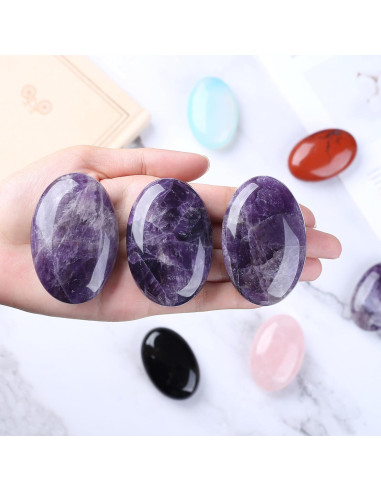 Piedra de Palma de Amatista QINJIEJIE 6-7cm Sanación Energética