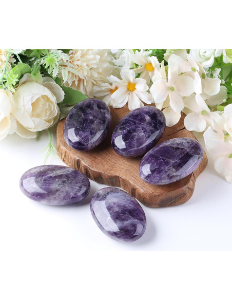 Piedra de Palma de Amatista QINJIEJIE 6-7cm Sanación Energética