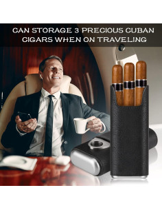 Estuche de Cigarros COOL KNIGHT de Cuero con Cortador - Negro 2