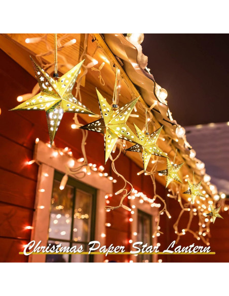 10 Lámparas de Estrella de Papel 3D Zhanmai 30 cm con LED