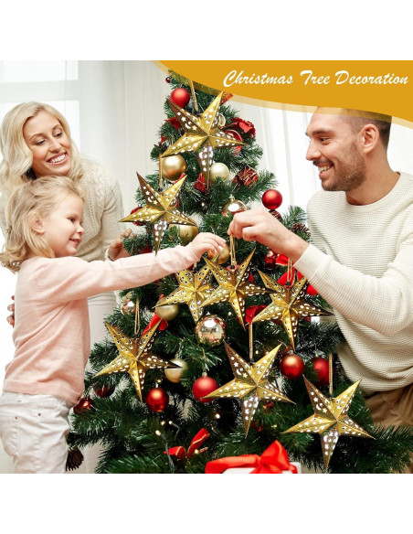 10 Lámparas de Estrella de Papel 3D Zhanmai 30 cm con LED