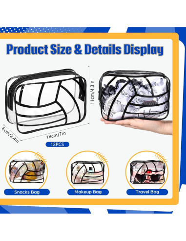 12 Bolsas de Regalo Voleibol Reginary PVC Transparentes 18x11 cm