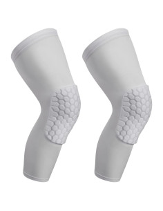 2 Mangas de Rodilla Compresivas SUJAYU para Baloncesto - Blanco Mediano