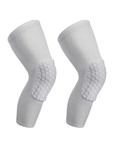 2 Mangas de Rodilla Compresivas SUJAYU para Baloncesto - Blanco Mediano
