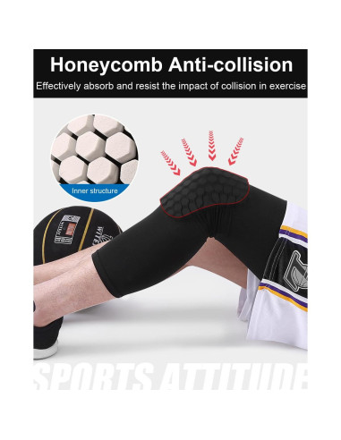 2 Mangas de Rodilla Compresivas SUJAYU para Baloncesto - Blanco Mediano