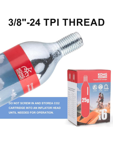 Cartuchos de CO2 KONG MING CAR 25g - Paquete de 6 unidades