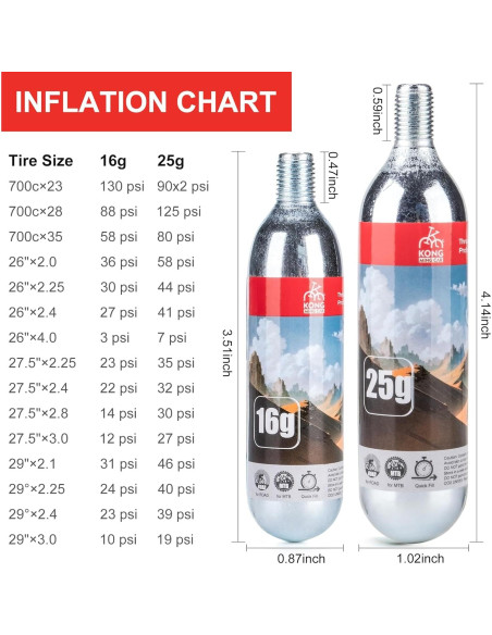 Cartuchos de CO2 KONG MING CAR 25g - Paquete de 6 unidades