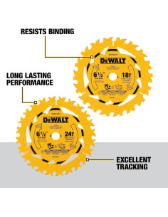 Hoja de Sierra Circular DEWALT 6-1/2" 18T y 24T 2-Pack 2