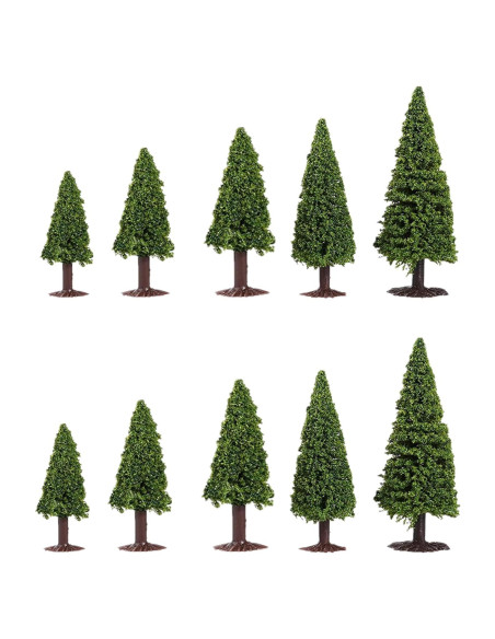 10 Árboles de Cedro alblinsy para Diorama Miniatura Verde