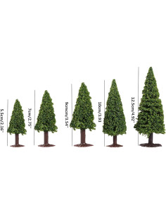 10 Árboles de Cedro alblinsy para Diorama Miniatura Verde 2