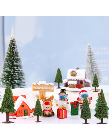 10 Árboles de Cedro alblinsy para Diorama Miniatura Verde