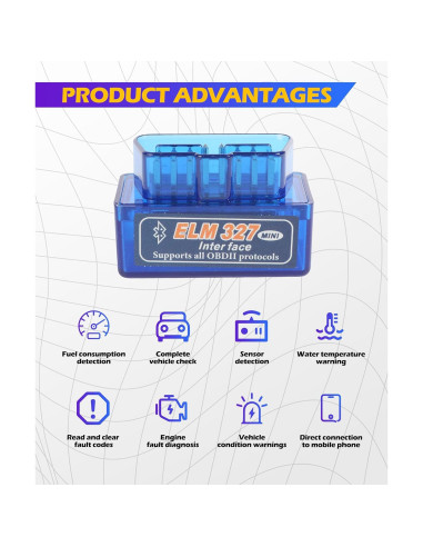 Escáner OBD2 Bluetooth SCUARI 2740SMY001 Diagnóstico 12V