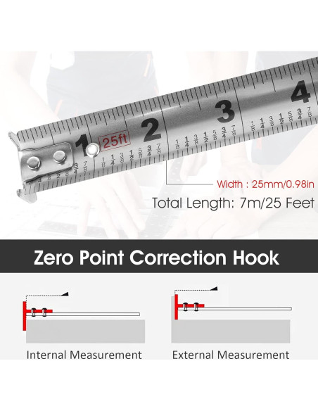 Cinta Métrica Retráctil 7.5m DNAMYJME Doble Lado Impermeable Cinta Métrica Retráctil 7.5m DNAMYJME Doble Lado Impermeable
