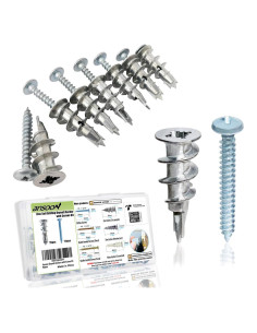 Anclajes de Yeso Autoperforantes Ansoon con Tornillos - 50 Piezas
