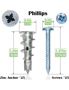 Anclajes de Yeso Autoperforantes Ansoon con Tornillos - 50 Piezas 2