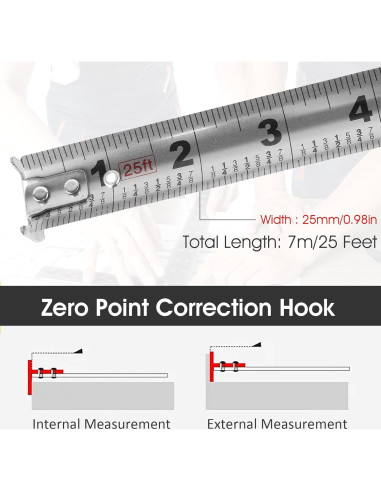 Cinta Métrica Retráctil Acero Inoxidable 7.5m KNFFSAAJL