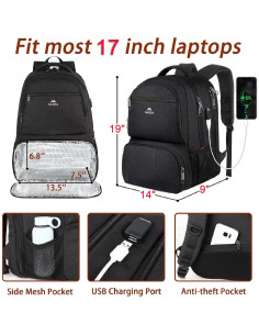 Mochila Térmica MATEIN 17" con Puerto USB y Compartimento Laptop 2