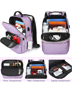 Mochila Antirrobo MATEIN 15.6" para Mujeres Púrpura Resistente al Agua 2