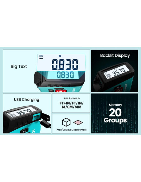 Cinta Métrica Digital ACPOTEL DT20 5m Pantalla Inteligente Cinta Métrica Digital ACPOTEL DT20 5m Pantalla Inteligente