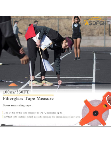 Cinta Métrica 100m ASDFGHT Doble Lado Fibra de Vidrio