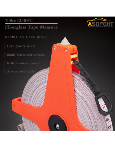 Cinta Métrica 100m ASDFGHT Doble Lado Fibra de Vidrio