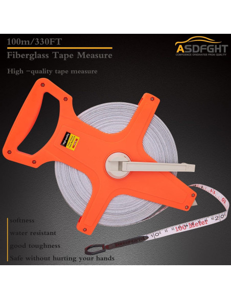 Cinta Métrica 100m ASDFGHT Doble Lado Fibra de Vidrio