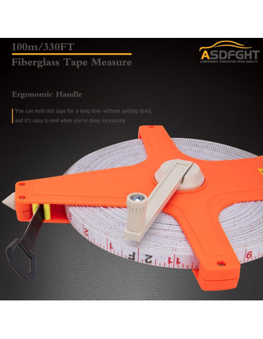 Cinta Métrica 100m ASDFGHT Doble Lado Fibra de Vidrio