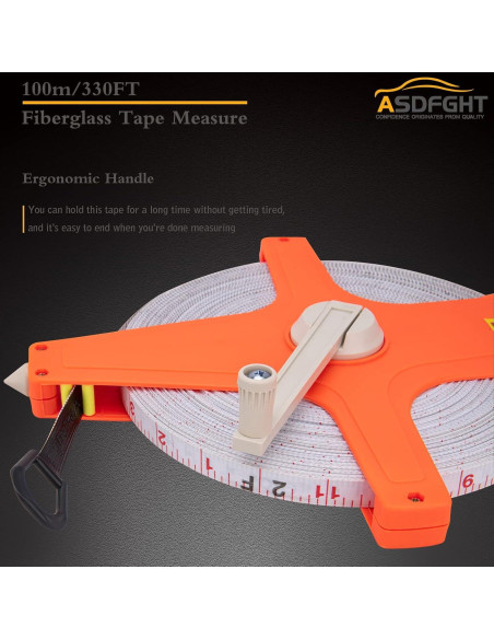 Cinta Métrica 100m ASDFGHT Doble Lado Fibra de Vidrio