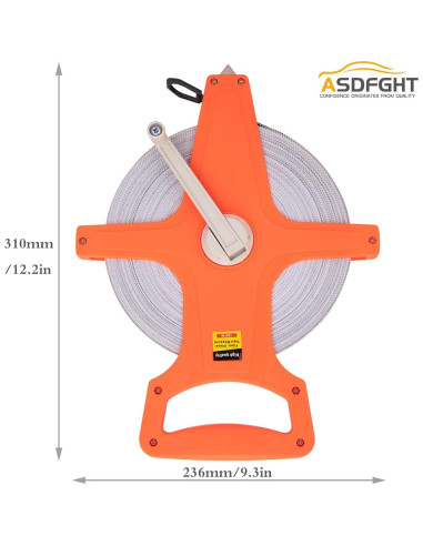 Cinta Métrica 100m ASDFGHT Doble Lado Fibra de Vidrio