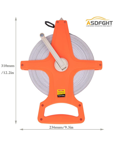 Cinta Métrica 100m ASDFGHT Doble Lado Fibra de Vidrio