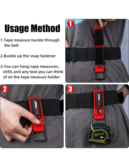 Soporte para Cinta Métrica MELOTOUGH Clip Nylon Rojo