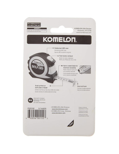 Cinta Métrica Komelon PSE55E 5M Auto Bloqueo Amarillo/Negro