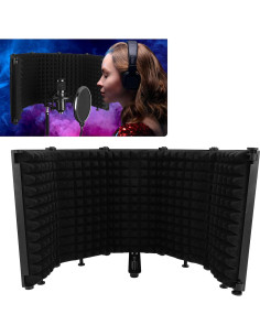 Aislamiento de Micrófono Plegable Alomejor con Soporte y Filtro 2