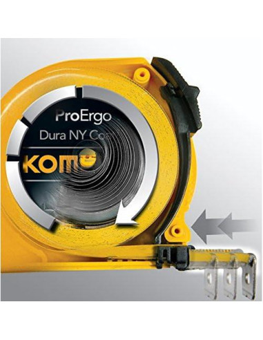 Cinta Métrica Komelon 4916 4.9m Acero Nylon Caja Amarilla