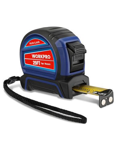 Cinta Métrica WORKPRO 7,62 m Auto-Lock con Gancho Magnético