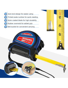 Cinta Métrica WORKPRO 7,62 m Auto-Lock con Gancho Magnético 2