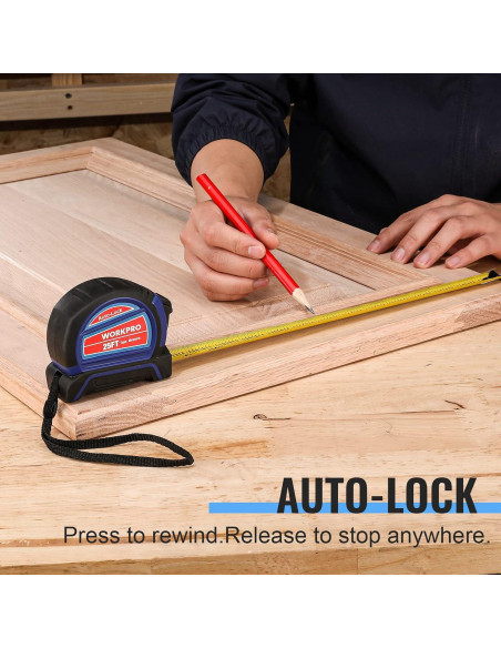 Cinta Métrica WORKPRO 7,62 m Auto-Lock con Gancho Magnético
