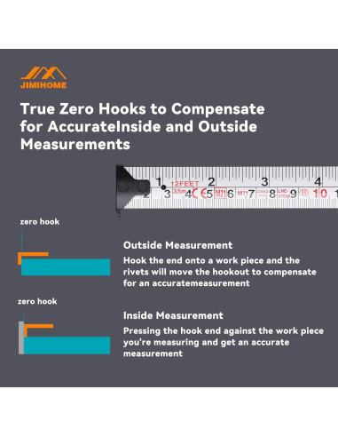 Cinta de Medir JIMIHOME 3.66 m Resistente y Compacta
