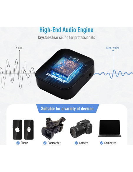 Micrófono Lavalier Inalámbrico SONICAKE QWM-12 50m 10h