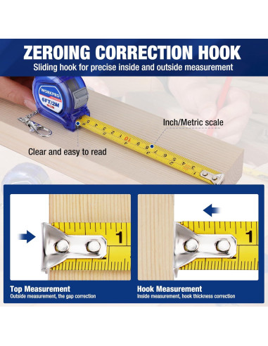 Cinta Métrica Mini WORKPRO 2 Pcs 6m Portátil Azul