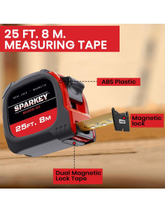 Cinta Métrica Retráctil Sparkey 8M con Gancho Magnético 2