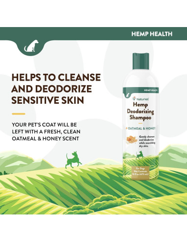 Champú Desodorante para Perros NaturVet - Avena y Miel 453 g